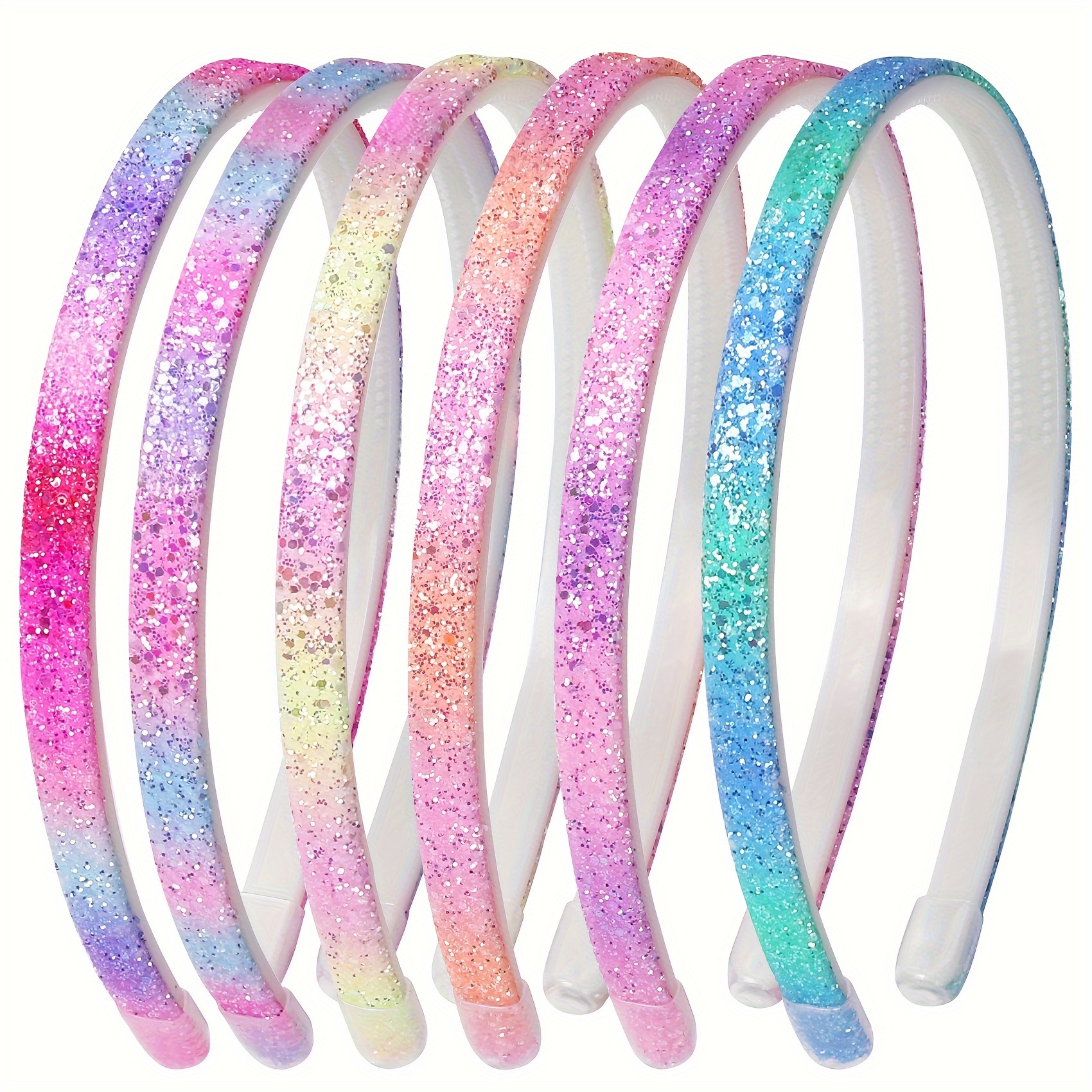 

6/12pcs Glitter Gradient Polyester Headbands, Elegant , With Tooth Design, For Women, Daily & Party Hair Accessories Set