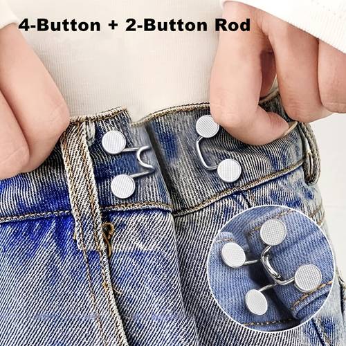 6pcs adjustable jeans set convenient and quick storage seamless metal belt clip suitable for womens pants fast tight design multi functional silvery gray set