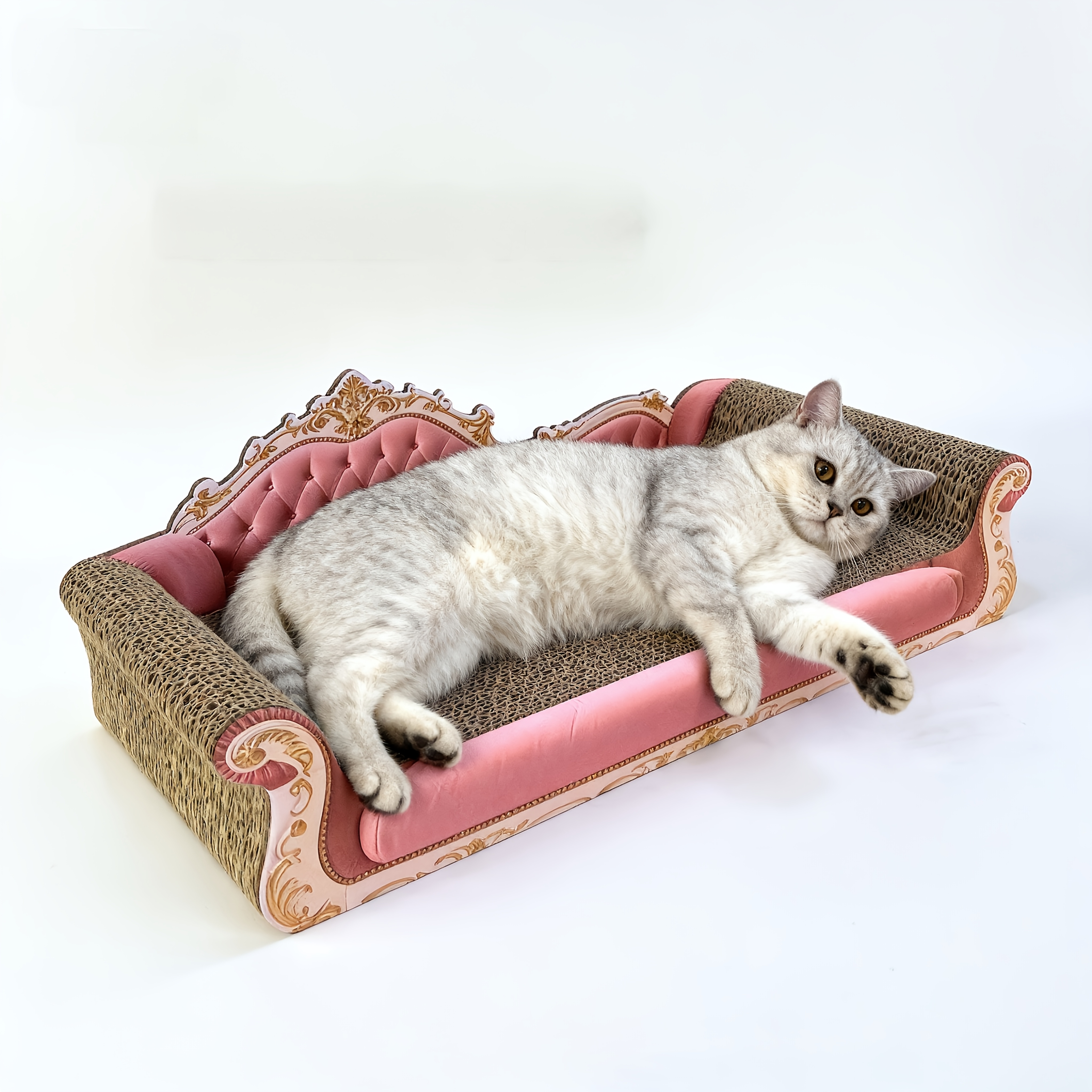 TEMU Planche à gratter pour chat en carton pur, effet simulé par autocollant 2D, de canapé pour chat rose European Sweetheart, convient aux chats de