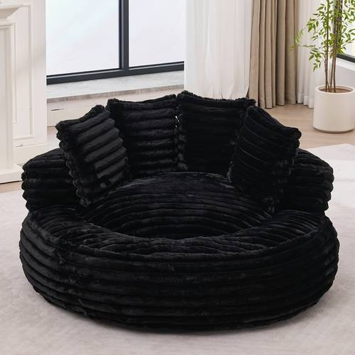oversized round chaise lounge modern corduroy cloud sofa chair with soft pillows comfy upholstered couch for living room apartment and office