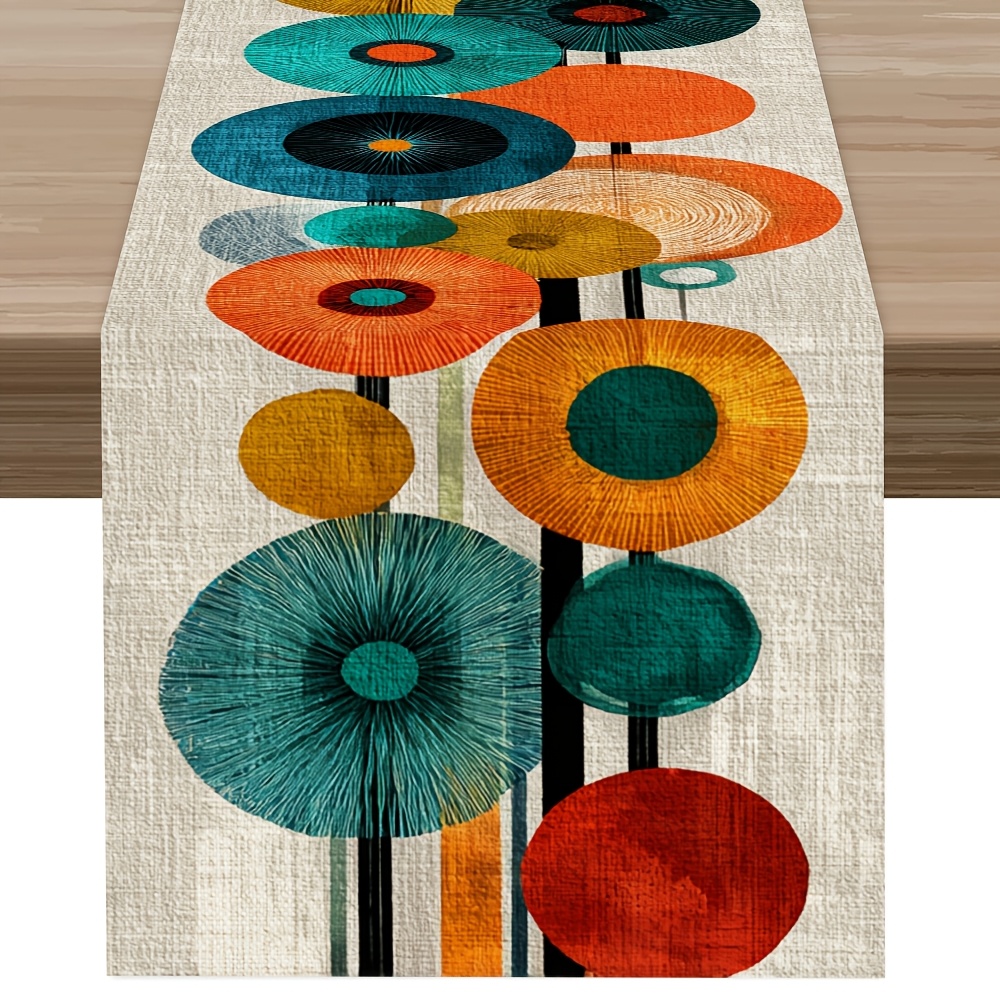 TEMU 1 pieza, de Mesa Motivo de Contrastantes, de Mesa de /Verano Más , Estilo Nostálgico, Mantel de Poliéster Estampado, Diseño Original con
