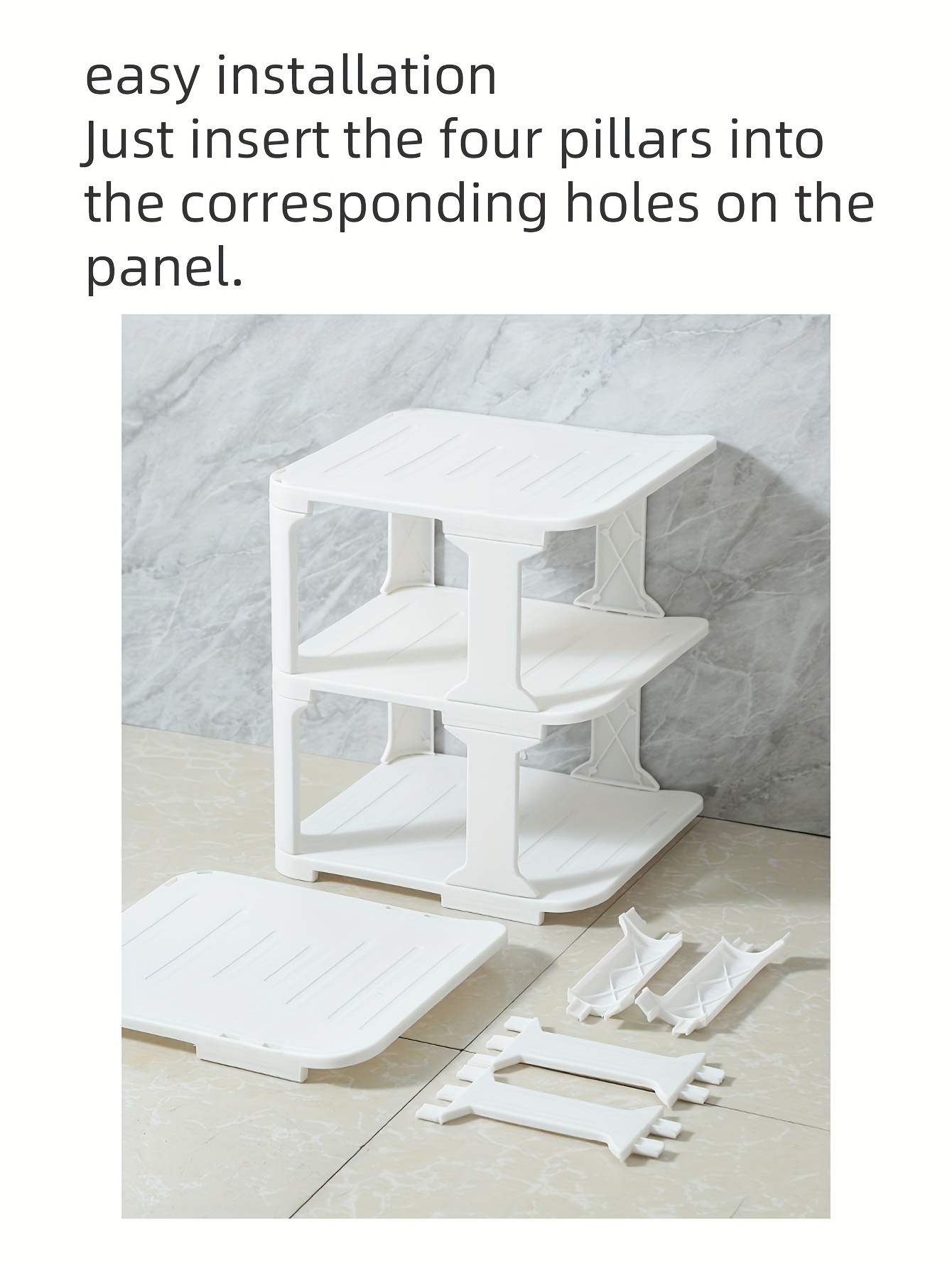 1  layer shoe rack free combination detachable plastic material   white and black   suitable for entry doorway dorm living room bedroom details 3