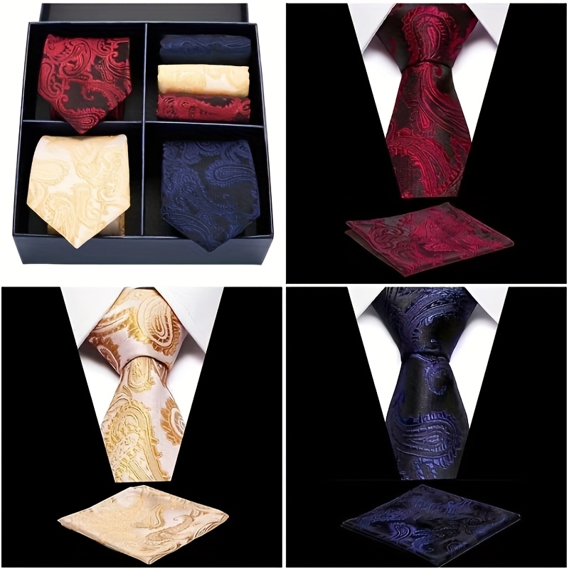 

6pcs Set, 3 Ties, Scarves. Men's Gift Box Set