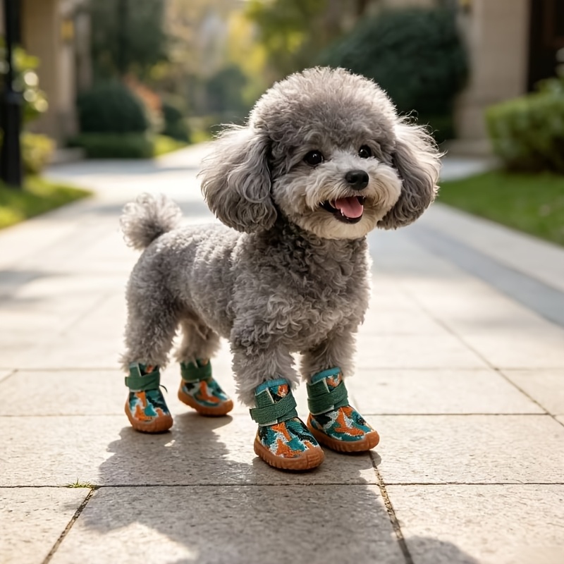 Four-Pack Dog Shoes for Outdoor Walking, Breathable Mesh