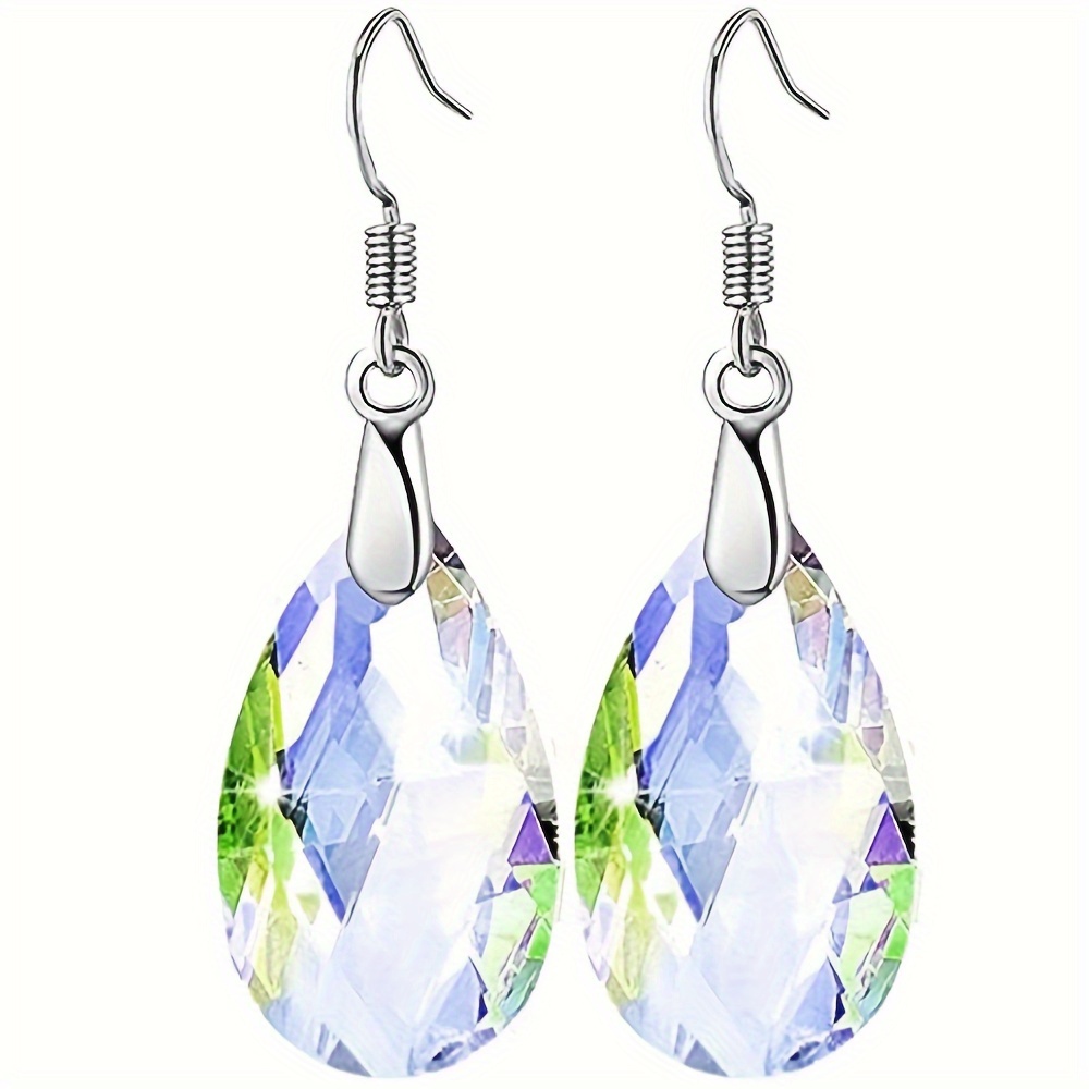 1 Pair Women's 8-color Glass Earrings Teardrop Glass Rainbow Earrings Suitable As A Gift For Girlfriend