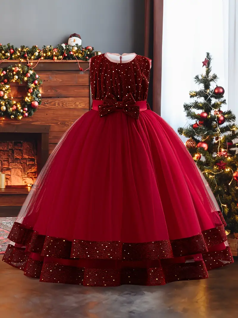 middle big girls christmas new year dress sequin bow - Temu middle big girls christmas new year dress sequin bow - Temu