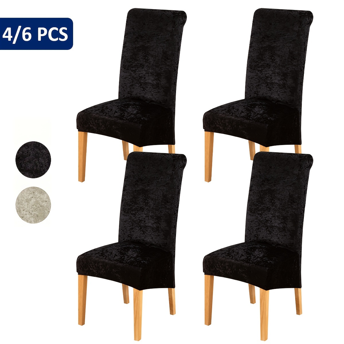 

4/6pcs Luxurious Velvet Stretch Dining Chair Covers - , Machine Washable Slipcovers For Home & Restaurant Decor