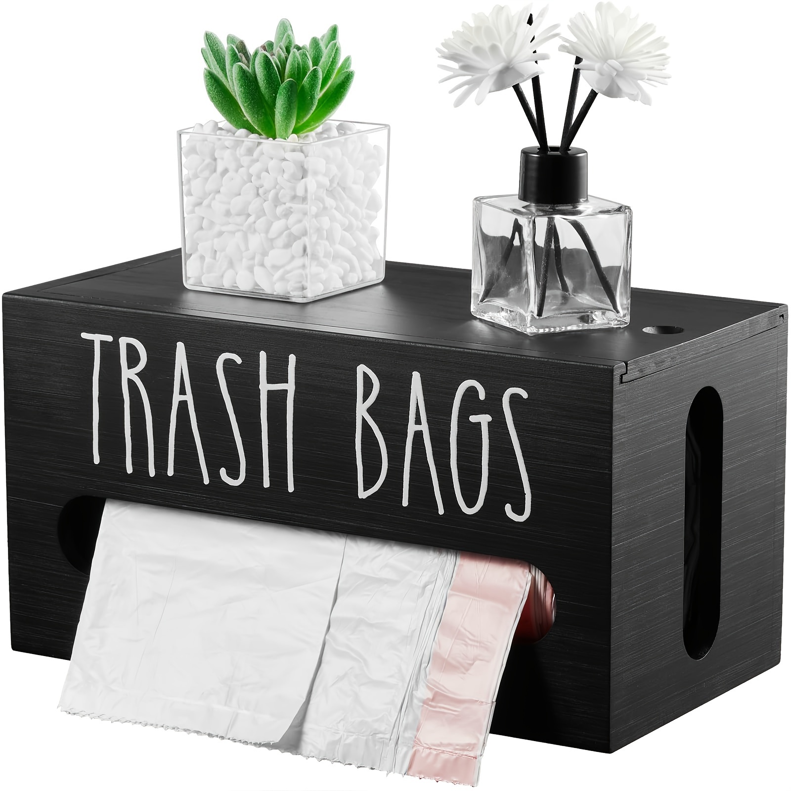 

1pc Trash Bag Dispenser, Trash Bag Storage Organizer, Wall Mount Wooden Trash Bag Roll Holder, Kitchen Accessories, Kitchen Storage Box For Storage And Organization
