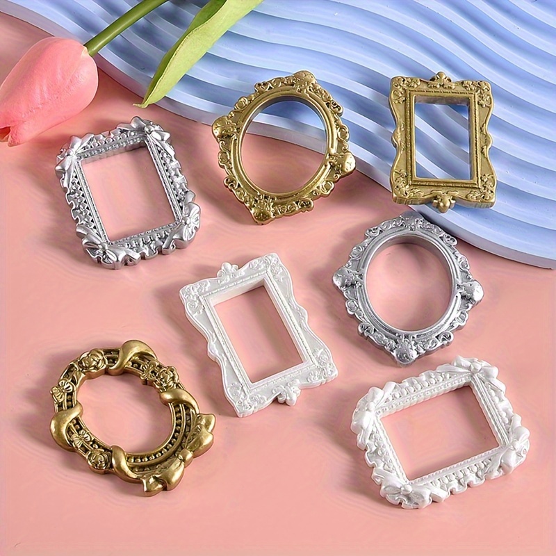 5pcs Mixed Resin Photo Frames Dollhouse Accessories