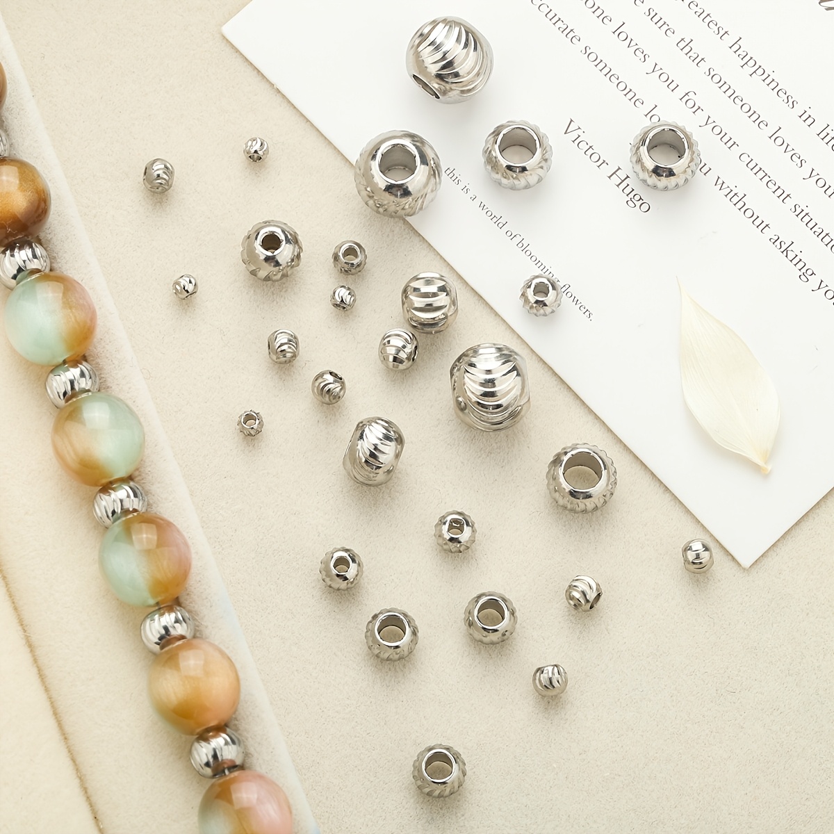 5pcs Stainless Steel Crescent Pattern Large Hole Spacer Beads