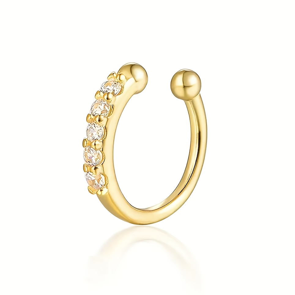 1pc Easy And Fashionable Synthetic Zirconia Nose Ring, No Piercing Required, Hip-hop Style, Low Allergy, Versatile For Daily Use, Suitable For Parties, Music Festivals, Christmas Gifts