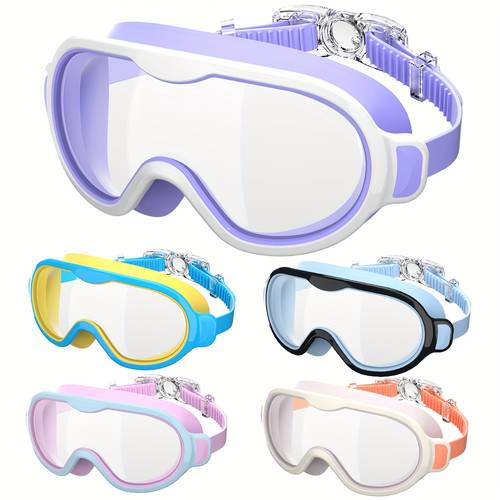 silicone polymer swimming goggles large hd frame anti fog kids swim goggles from 6 to 15 years old for boys and clear pool swim