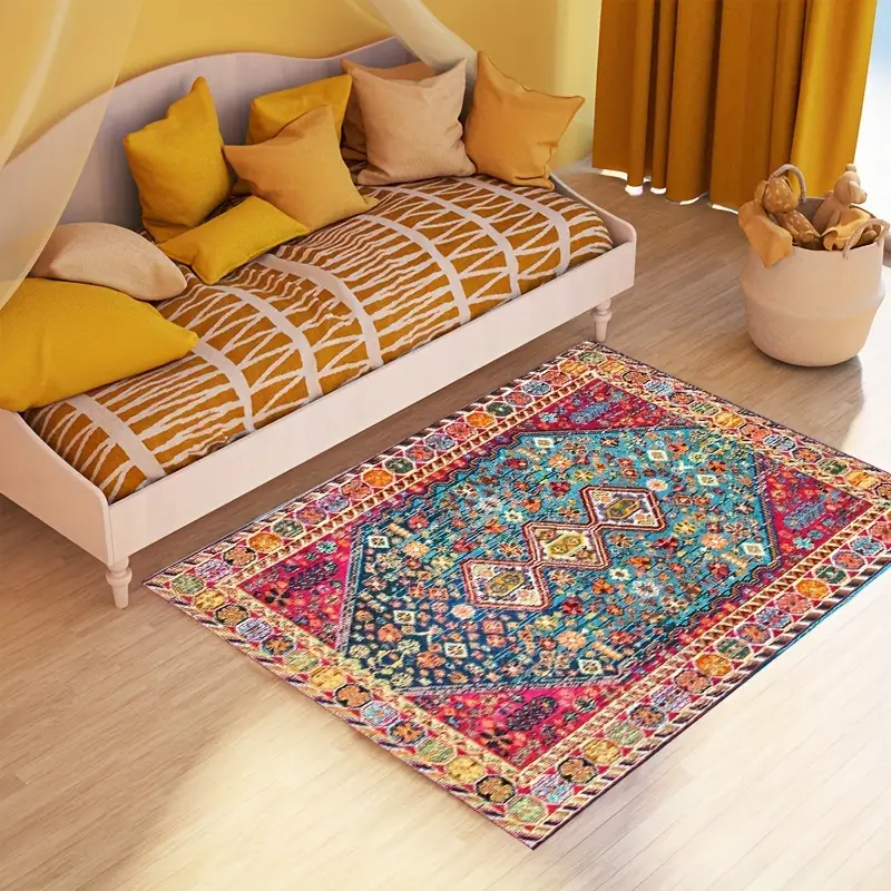 ultra soft persian print area rug non slip machine washable for living room bedroom decor 1030g m thickness Product details 2
