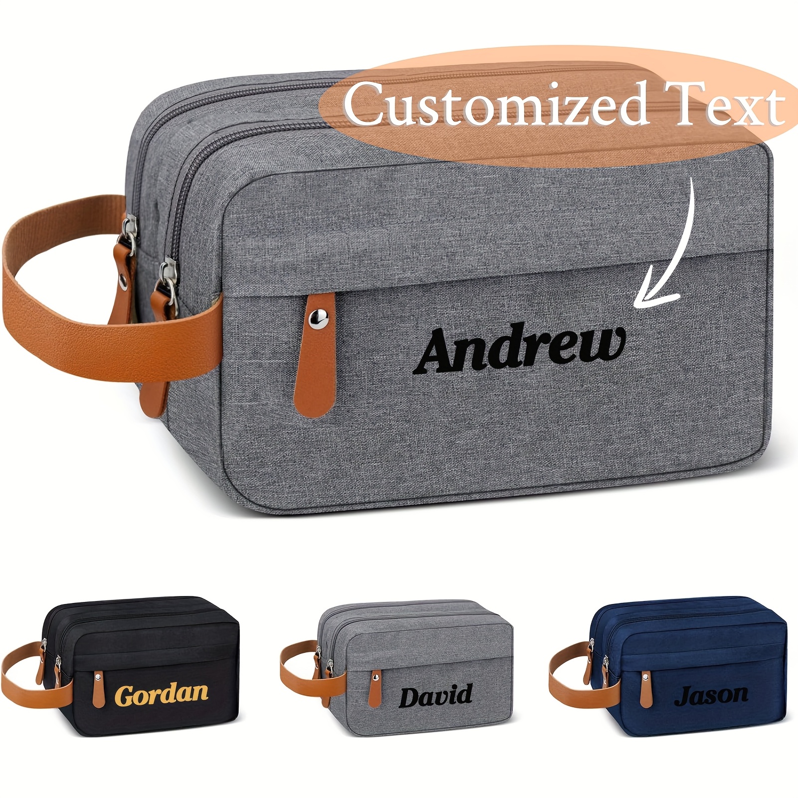 TEMU A Personalized Custom Name Or Letter Travel Toiletry Bag For Men With A Large Capacity, Featuring An Engraved Initial, Suitable For Business