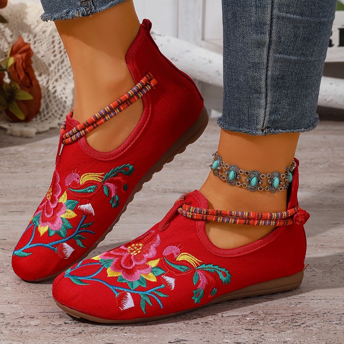 TEMU Fashionable Embroidered Breathable Shoes For Hanfu, Casual And Comfortable, Suitable For Daily Wear, Home Office, And Birthday Parties., Women