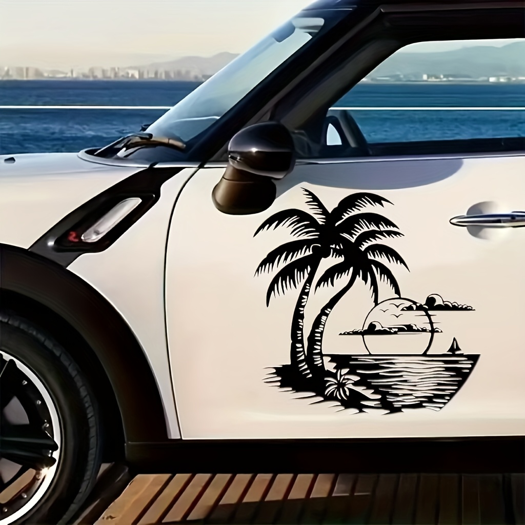 Seaside, Coconut Trees, Sunset Patterns, Left Side, Car Decals, Bumper Stickers