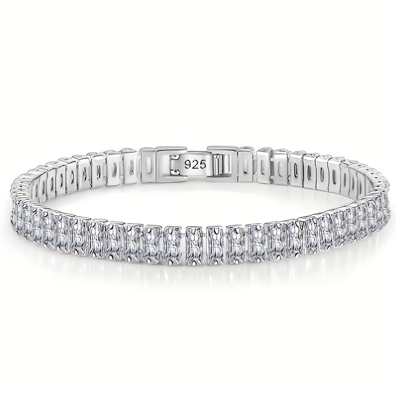 

Vintage Boho Style Moissanite Tennis Bracelet In 925 Sterling Silver, No Plating - 1pc, Perfect For Daily Wear & Special Occasions, Ideal Mardi Gras Day Gift