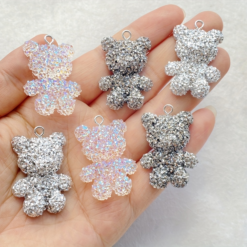 TEMU 10pcs Cute Resin Cartoon Shining Bear Talisman | Essential For Jewelry Making | Pendant For Earrings And Bag Additions