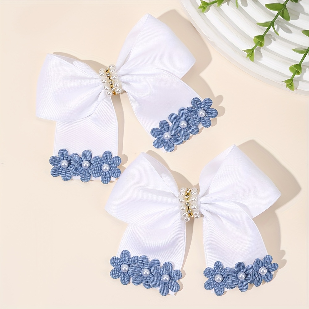 Image of 2pcs Adorable Hair Clips For Womens - Polyester Flower Accents Hair Bows With Sparkling , Perfect For Parties, Photo Shoots, Gifts (teens & Youth)