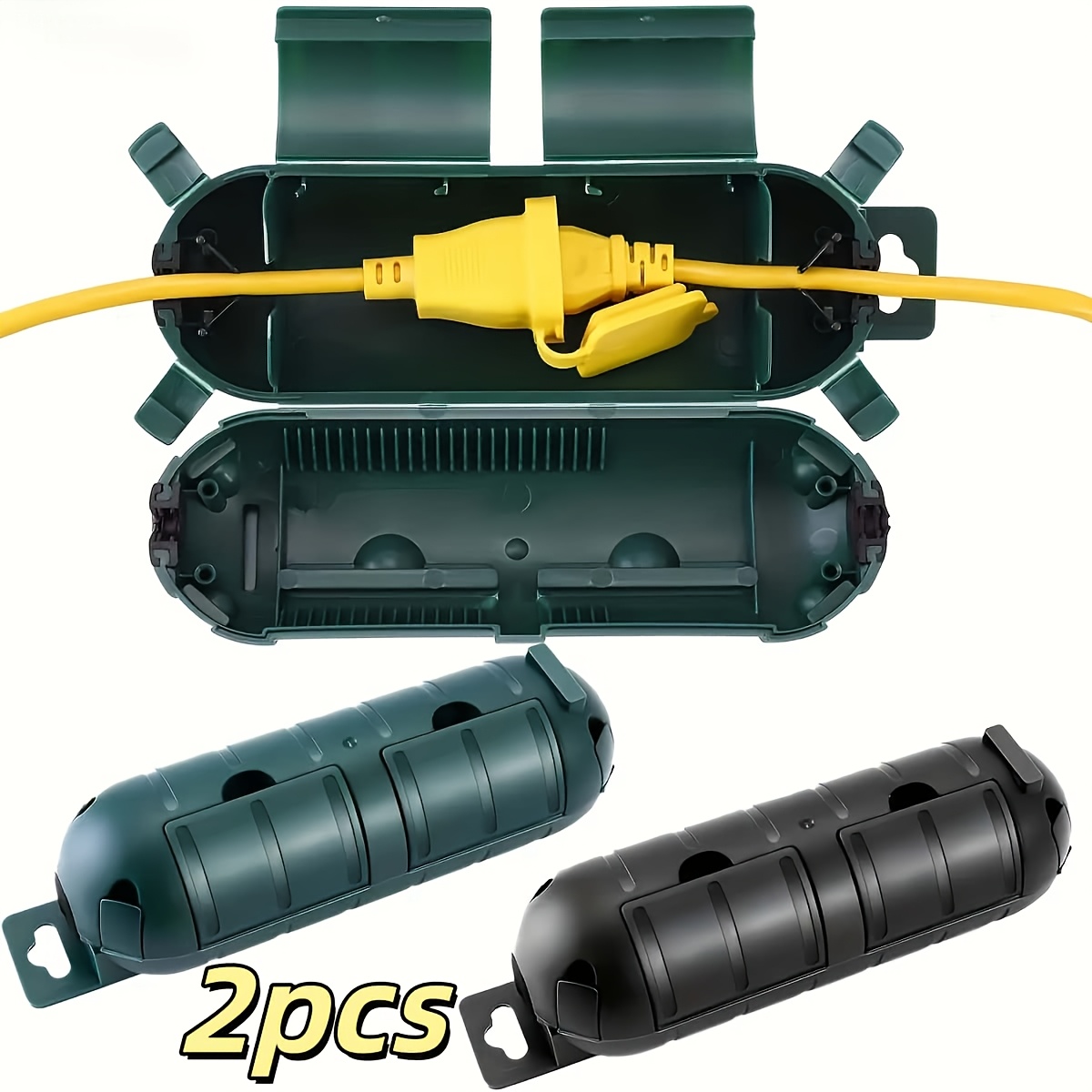 TEMU 2pcs [green And Black] Windproof And Rainproof Electrical Junction Boxes, With Sealing And Design, Suitable For Outdoor Outlets, Plugs, Sockets,