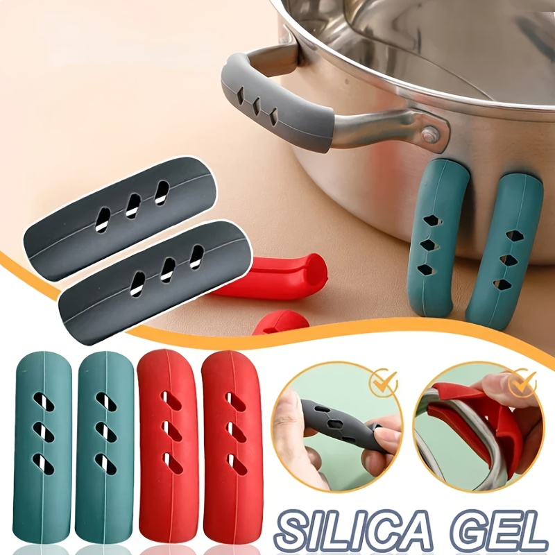 

4/8pcs Silicone Pot Handle Covers, Non-slip Grip Holders For Pans And Casserole Dishes, Anti-scalding, Heat Insulation Clips For Cooking & Dining Safety