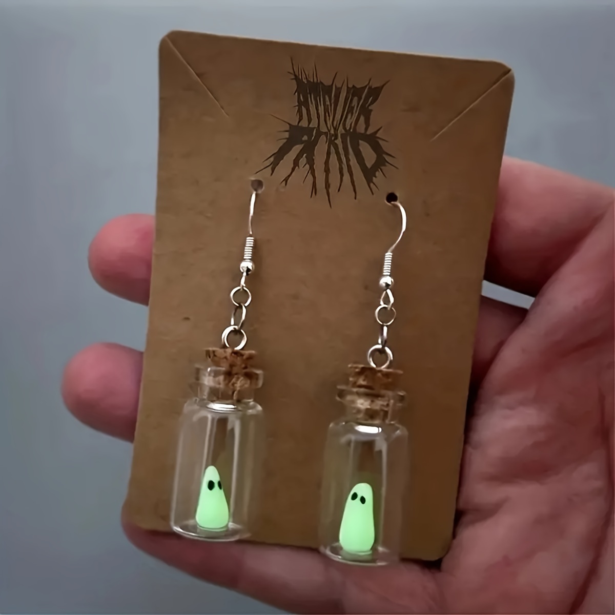 

1 Pair Halloween Bottle Earrings - Gothic Charm Glow In The Dark Cartoon Hanging Style For Women