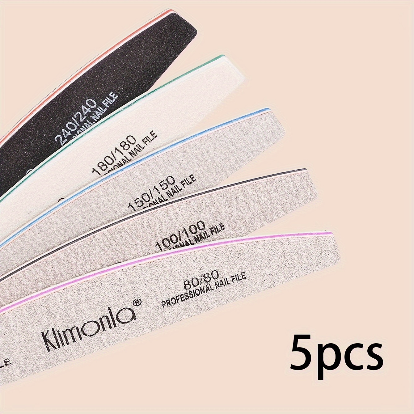 5pcs/lot Nail File Mix 80/100/150/180/240 Grit Professional Sandpaper Cuticle Remover Buffer Files Manicure Tool Set