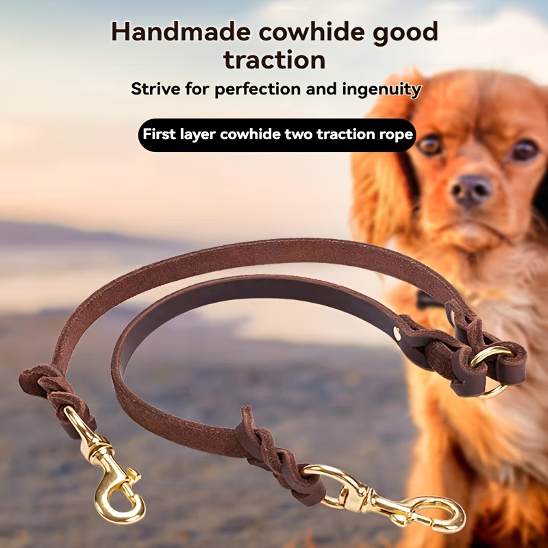 Double Dog Leash Leather, Tangle-Free, Soft & Comfortable