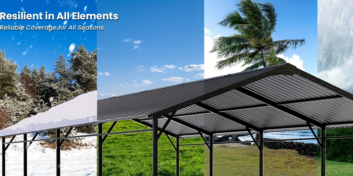 10x20ft flat roof carport heavy duty iron garage for car truck suv dark grey outdoor vehicle shelter with straight top parking canopy for driveway rv boat Product details 3