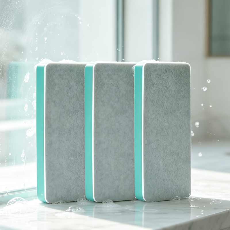 TEMU 3 piezas de Vidrio Cepillo de Limpieza Mágico para Espejos, Baños, Ducha, Azulejos, Eliminación Fuerte de Manchas de Agua, Artefacto