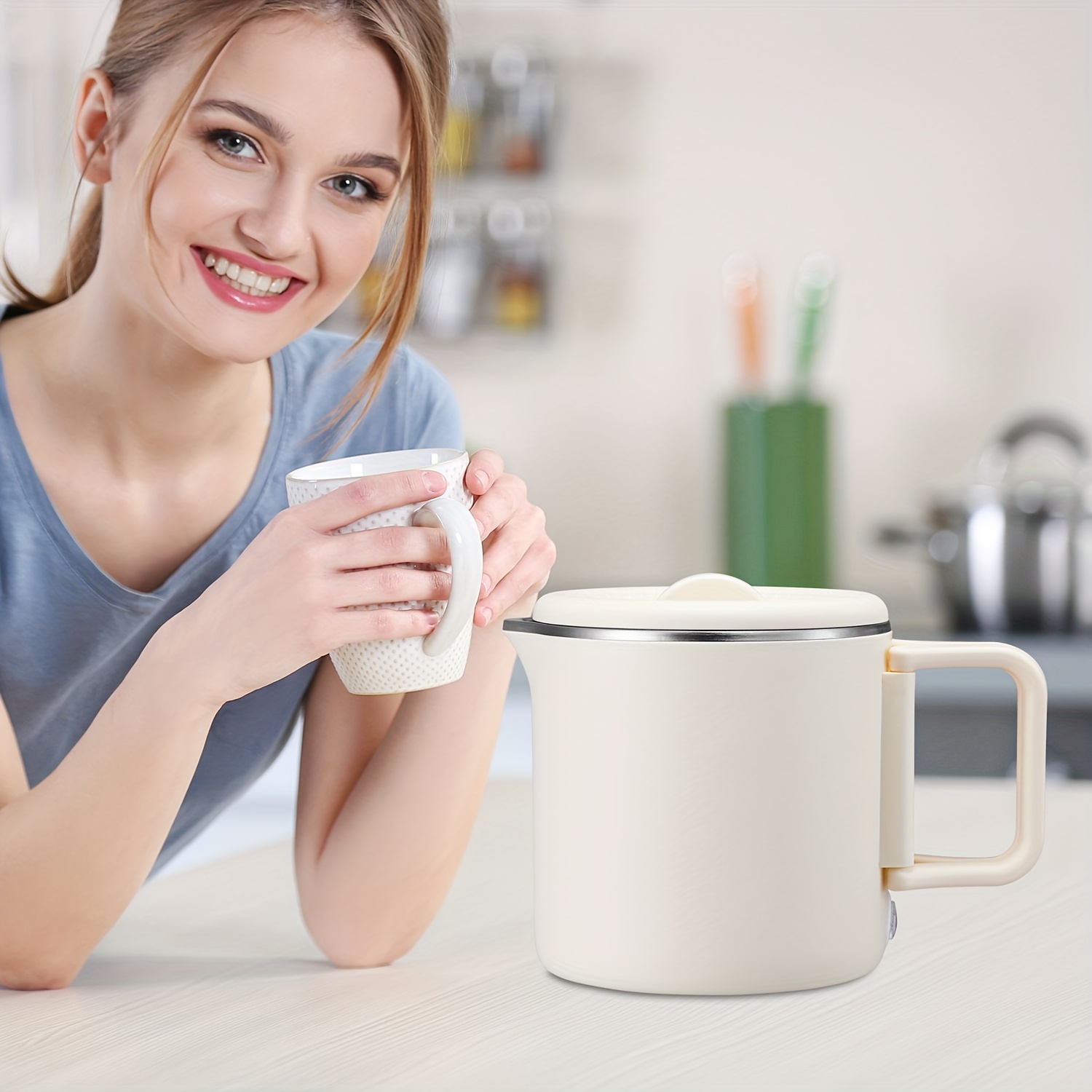 portable kettle, electric water cup, small water cup, travel  ,   temperature insulation cup for outdoor use, foldable handle, 5-minute quick heating, double-layer insulation, non scalding,   temperature adjustment details 6