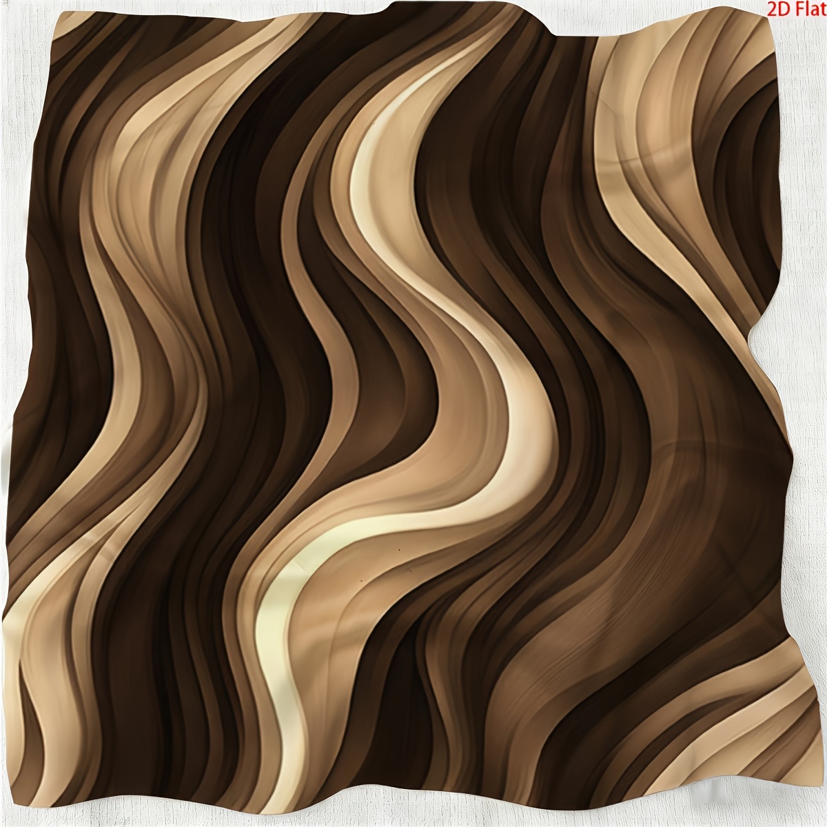 Brown Wavy Pattern Decorative Square Scarf, Multi-Purpose