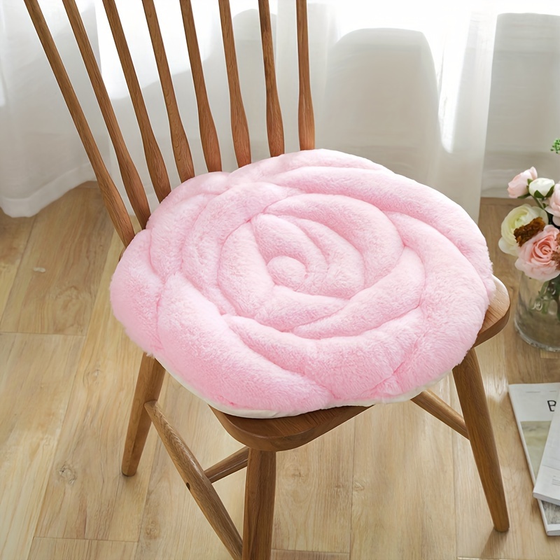 

1pc Plush Chair Cushion Warm Non-slip Cushion Home Office Rose Flower Cushion Pad For Dining Chairs Office Home Decor