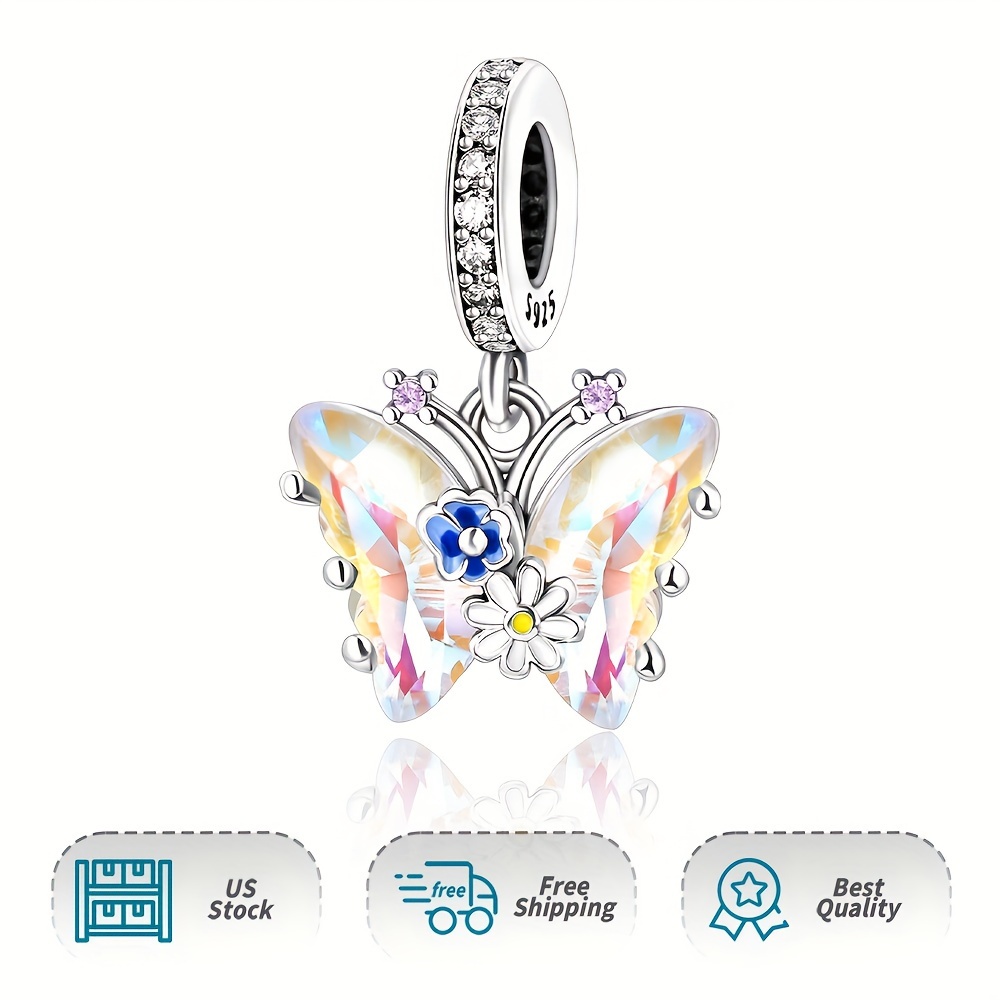 

Women Authentic Phantom Butterfly Dangle Charm 925 Sterling Silver Pendant Charm For Moment Bracelet & Necklace Daily Use Holiday Diy Gifts