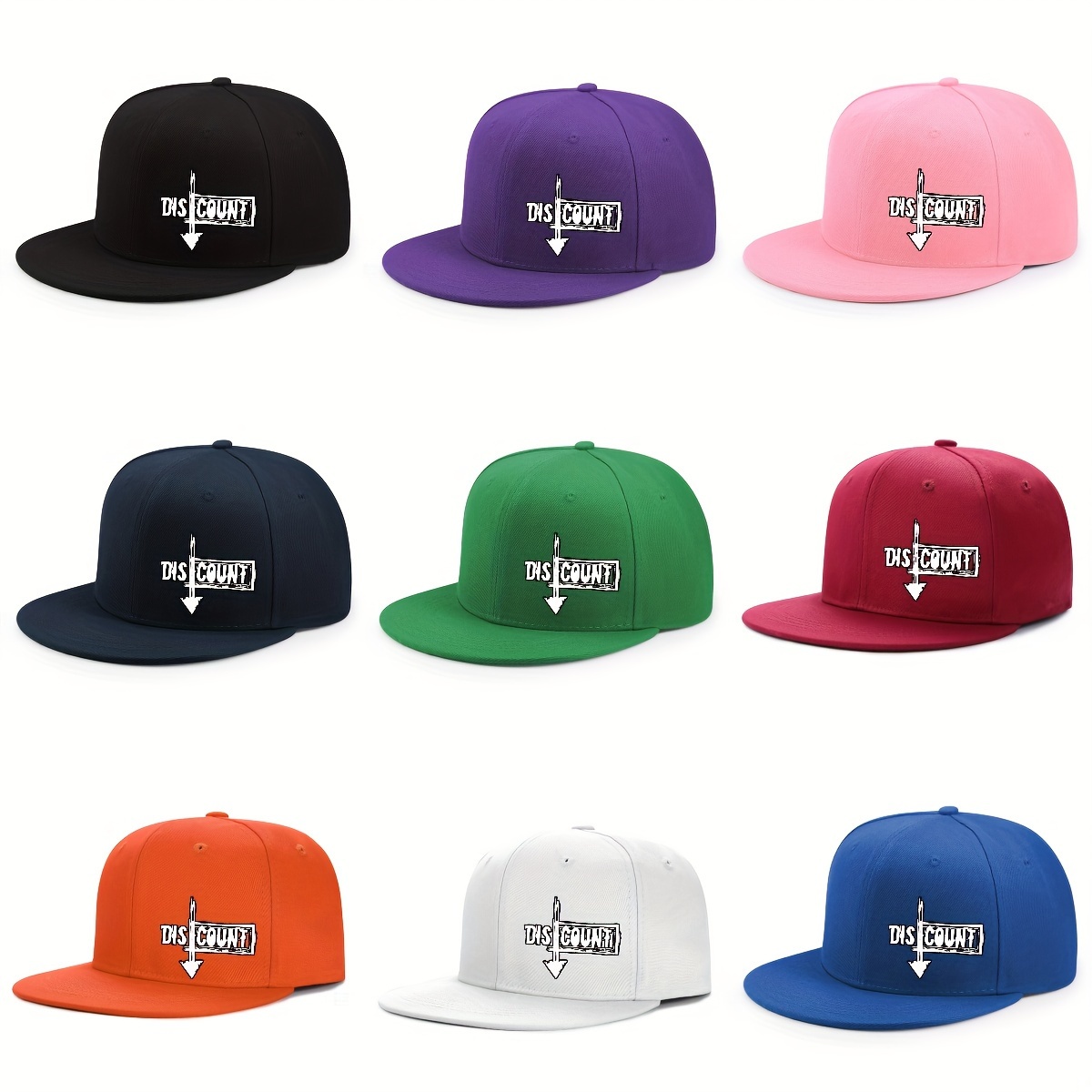 

9 Pcs Adjustable Street Style Baseball Caps - Summer Collection - City Theme - Uv Protection - 1 Size Fits All