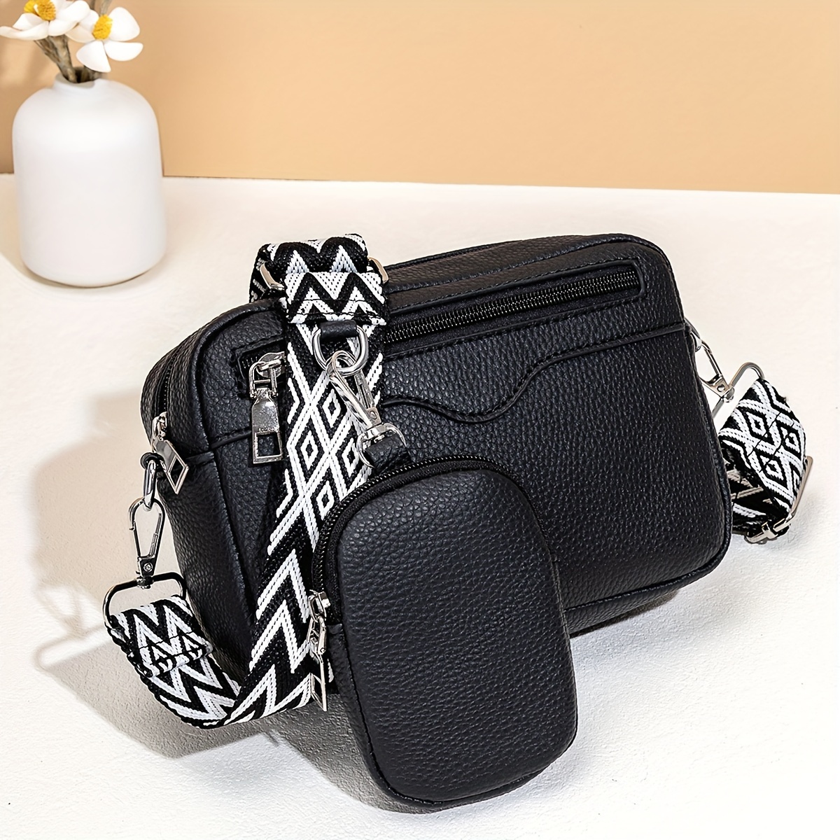 

Women's Crossbody Bag With Adjustable Wide Strap And Coin Purse, Multi-pocket Square Bag With Shoulder Strap, Lipstick Holder, Ideal For Daily Use