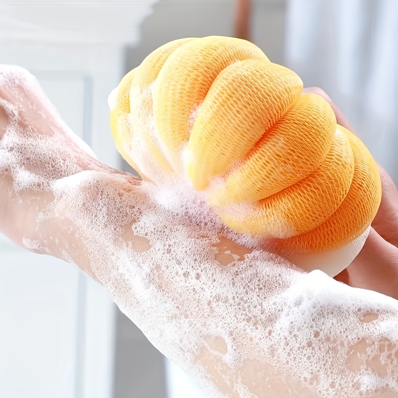 2pcs Large Color-Blocked Pumpkin-Shaped Bath Balls, Random Colors