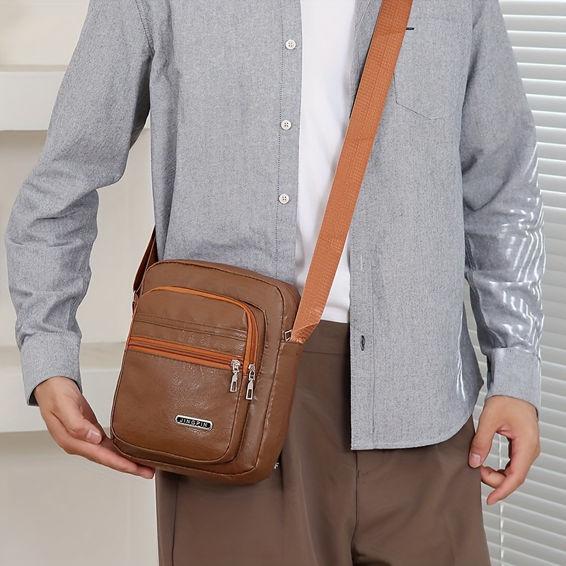 TEMU Men' Crossbody Bag, , Large , Nylon, Adjustable Strap, No Print, Hand Or , For Travel And Business Commute