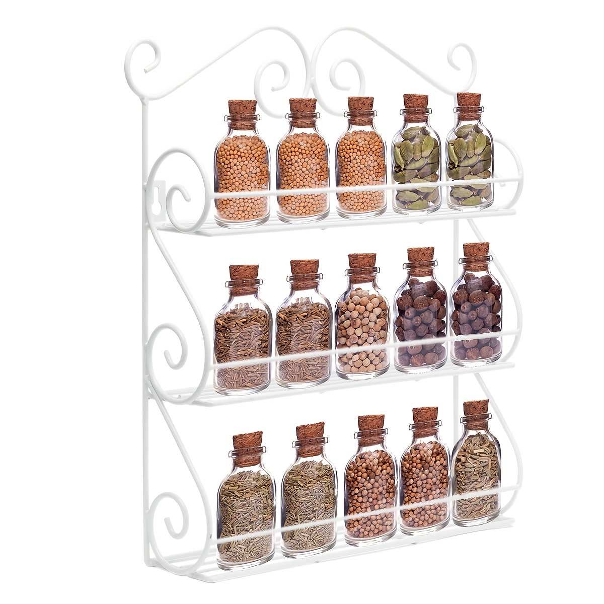 TEMU Wall Mount Spice Rack Organizer 3 Tier Hanging Spice Shelf Storage For Kitchen Pantry Cabinet, Seasoning Holder Rack
