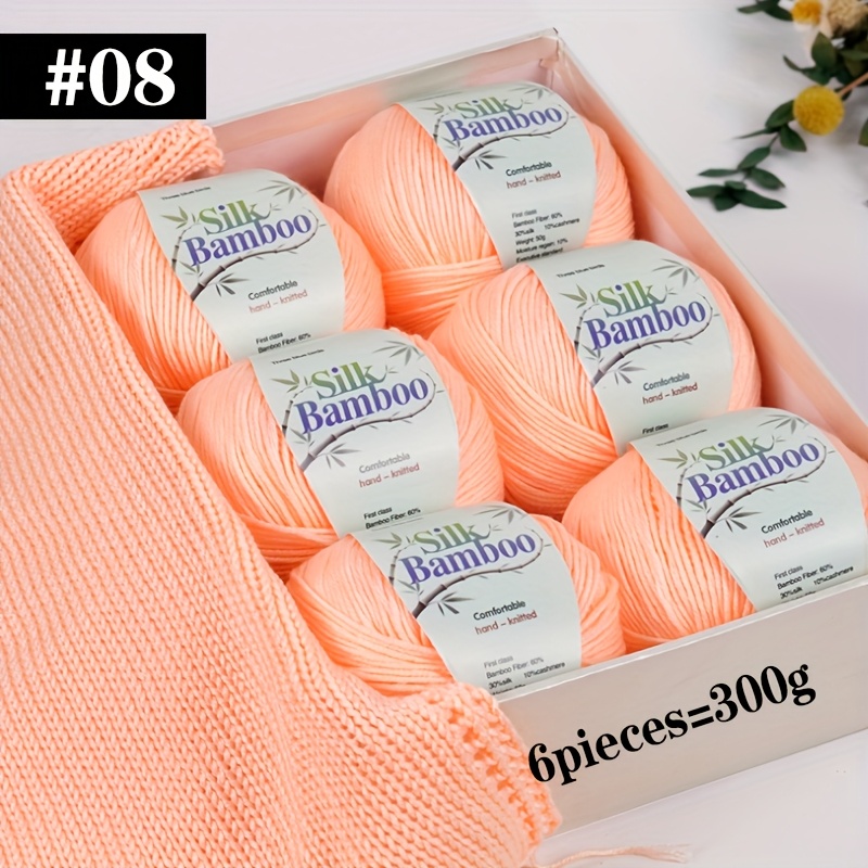 E-shop 6 Stück Bambus-Mix Strickgarn – Weich atmungsaktiv, geeignet für Stricken, Schal, Mütze, Pullover, Material, Häkeln DIY – Gesamtgewicht