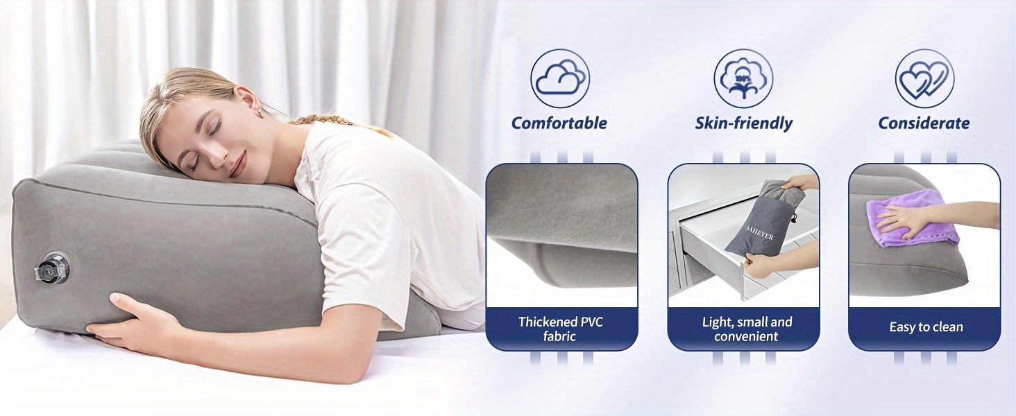 1pc portable wedge pillow inflatable leg elevation pillow lightweight bed wedge pillow comfort leg pillows for sleeping improve circulation and reduce swelling details 1