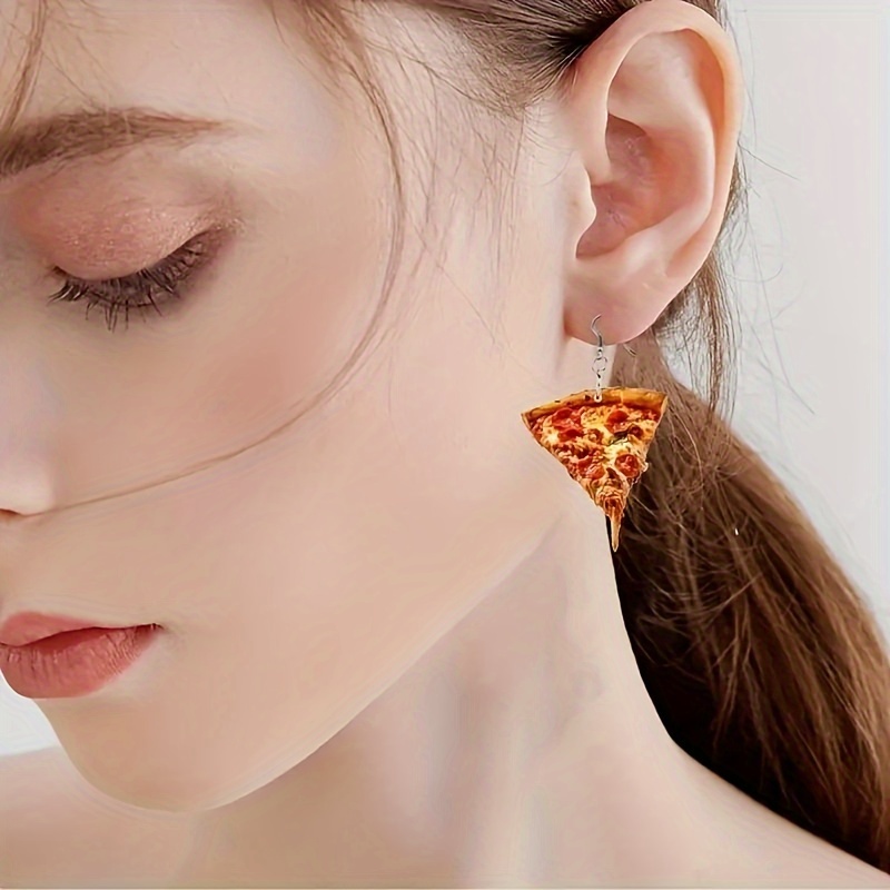 Cartoon Pizza Acrylic Earrings - Vibrant Artwork