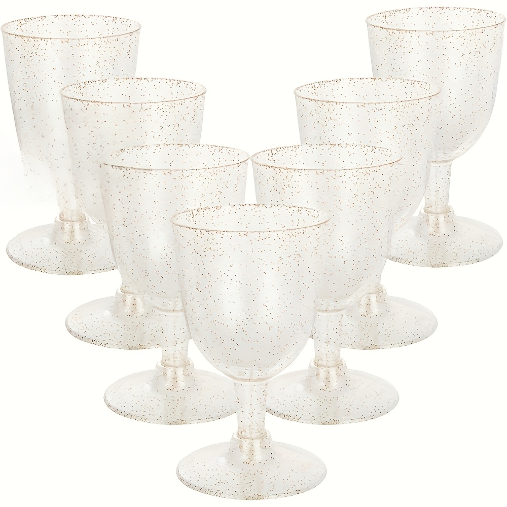 Image of Reusable Plastic Wine Glasses, Sparkling Golden Flutes, Glasses, Suitable For Weddings, Birthdays, Bridal Showers, Christmas Parties, And Outdoor Gatherings