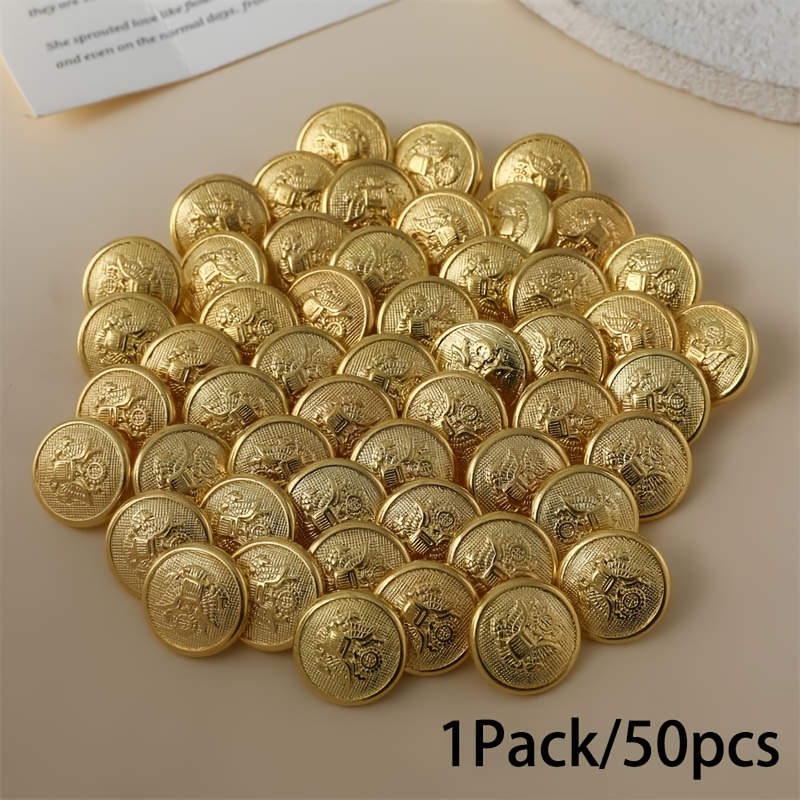 TEMU 1 Paquete / 50 piezas de Botones Decorativos de Metal Vintage - Frontal de Traje Retro Americano, Reemplazo de de Abrigo Estilo , Reciclaje de