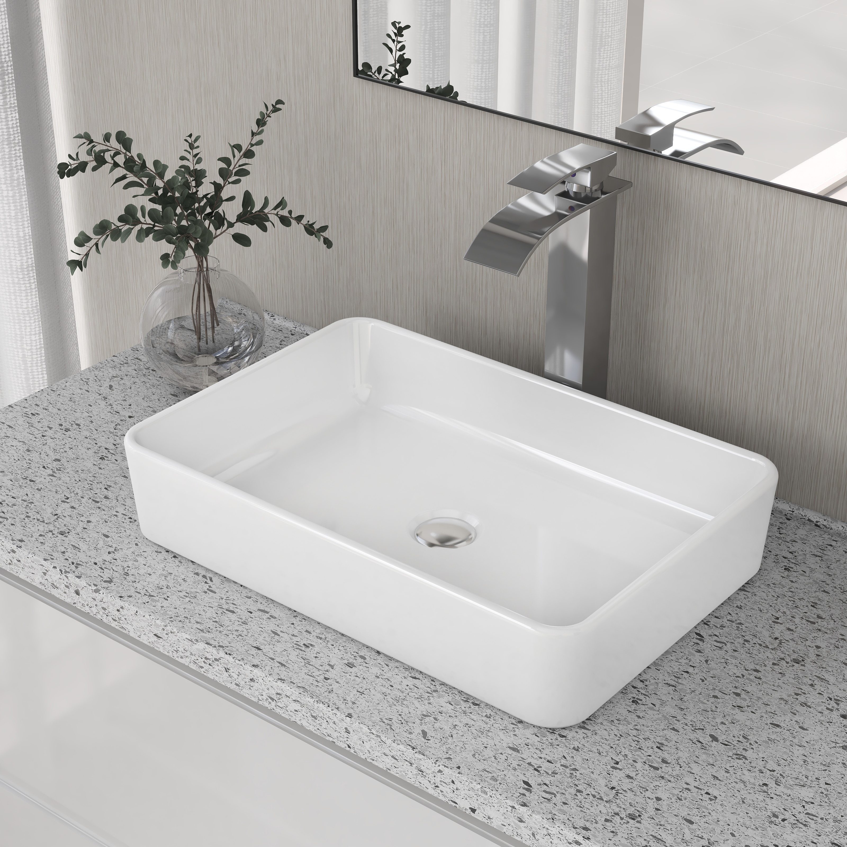 Deervalley Rectangular Nano-coated Ceramic Countertop Washbasin 50.5 X | Rounded Design, Hygienic And Easy To Clean, Space-, Suitable For Small Bathrooms And Guest Bathrooms