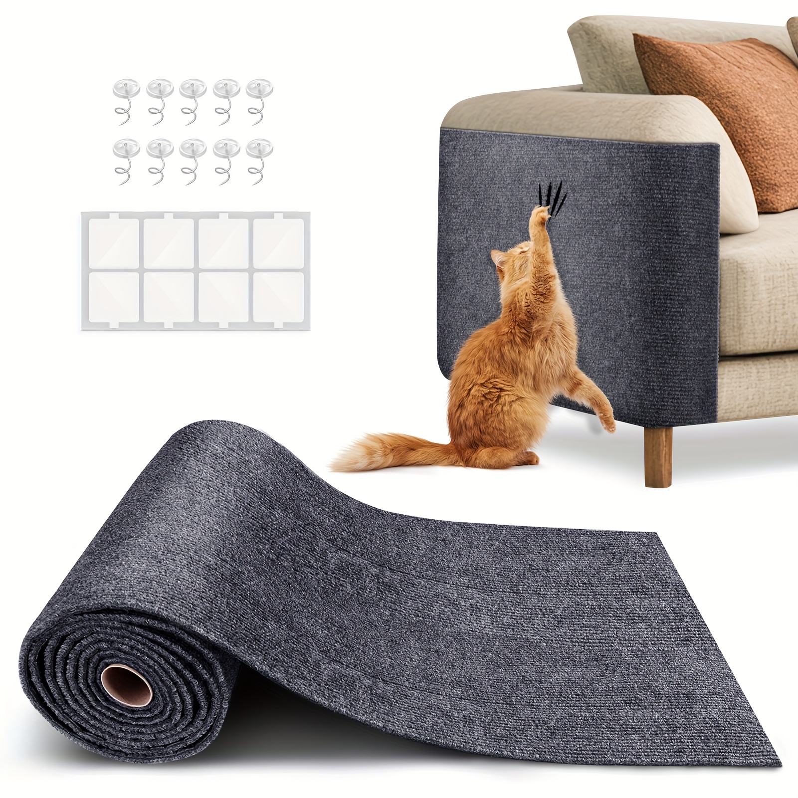 TEMU Self-adhesive Cat Scratching Mat, Suitable For Wall, Carpet, Sofa And Furniture Protection, Suitable For Cat Scratching Posts, Cat Scratching
