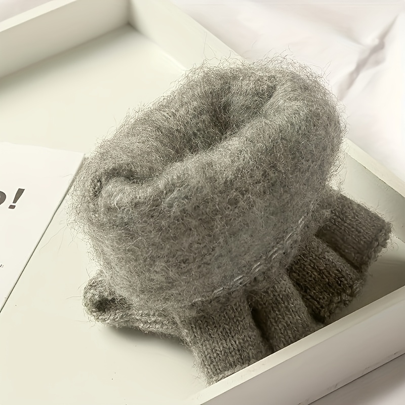 Cashmere Winter Gloves for Men and Women, Half-Finger Touch Screen