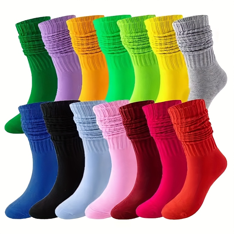 TEMU 6 Pairs Of Breathable Socks In Assorted Random Colors- Sweat-wicking, Mid-calf Length: Suitable For Occasions( And Bright Hues), Perfect For