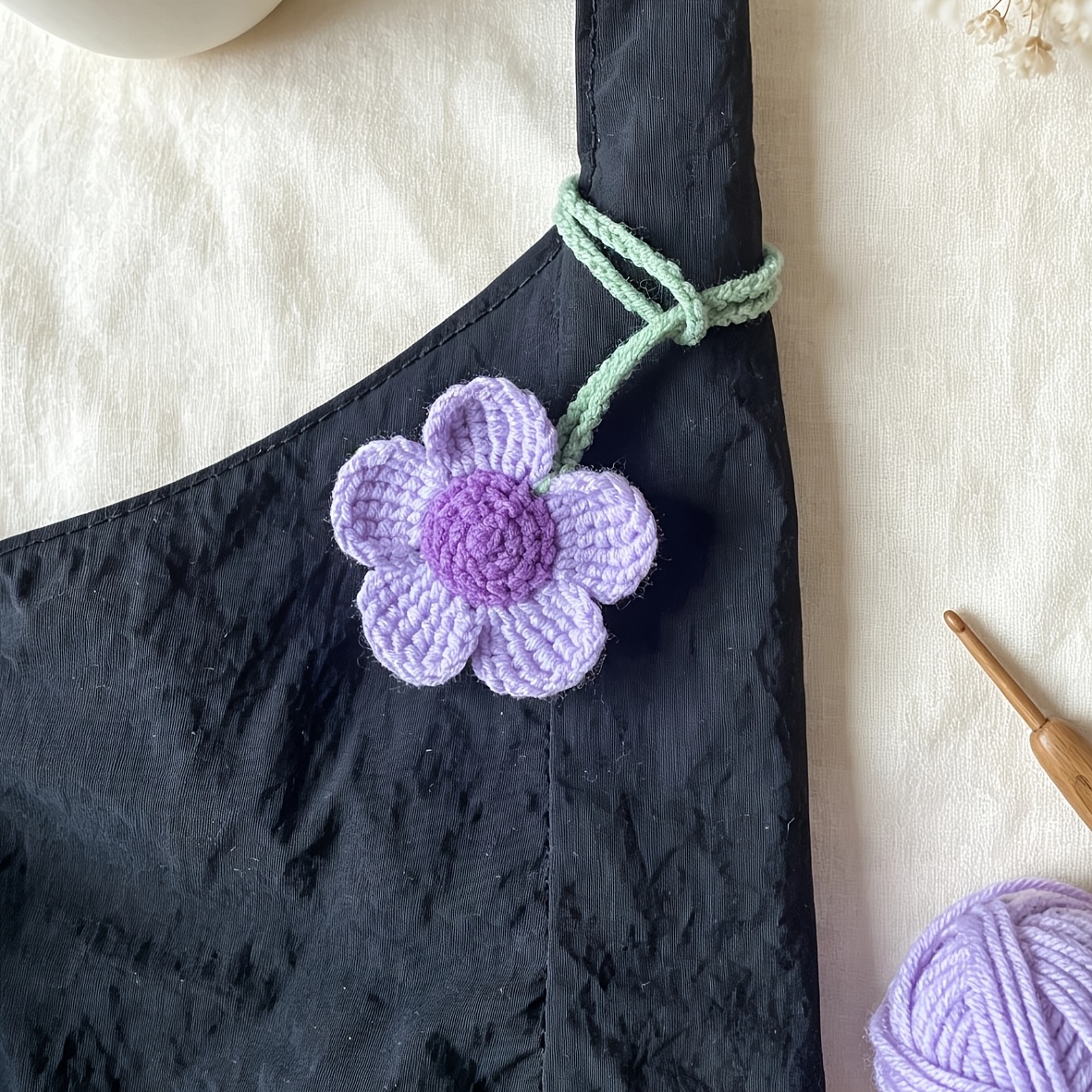 Handmade Crochet Flower Pendant for Bag Charms