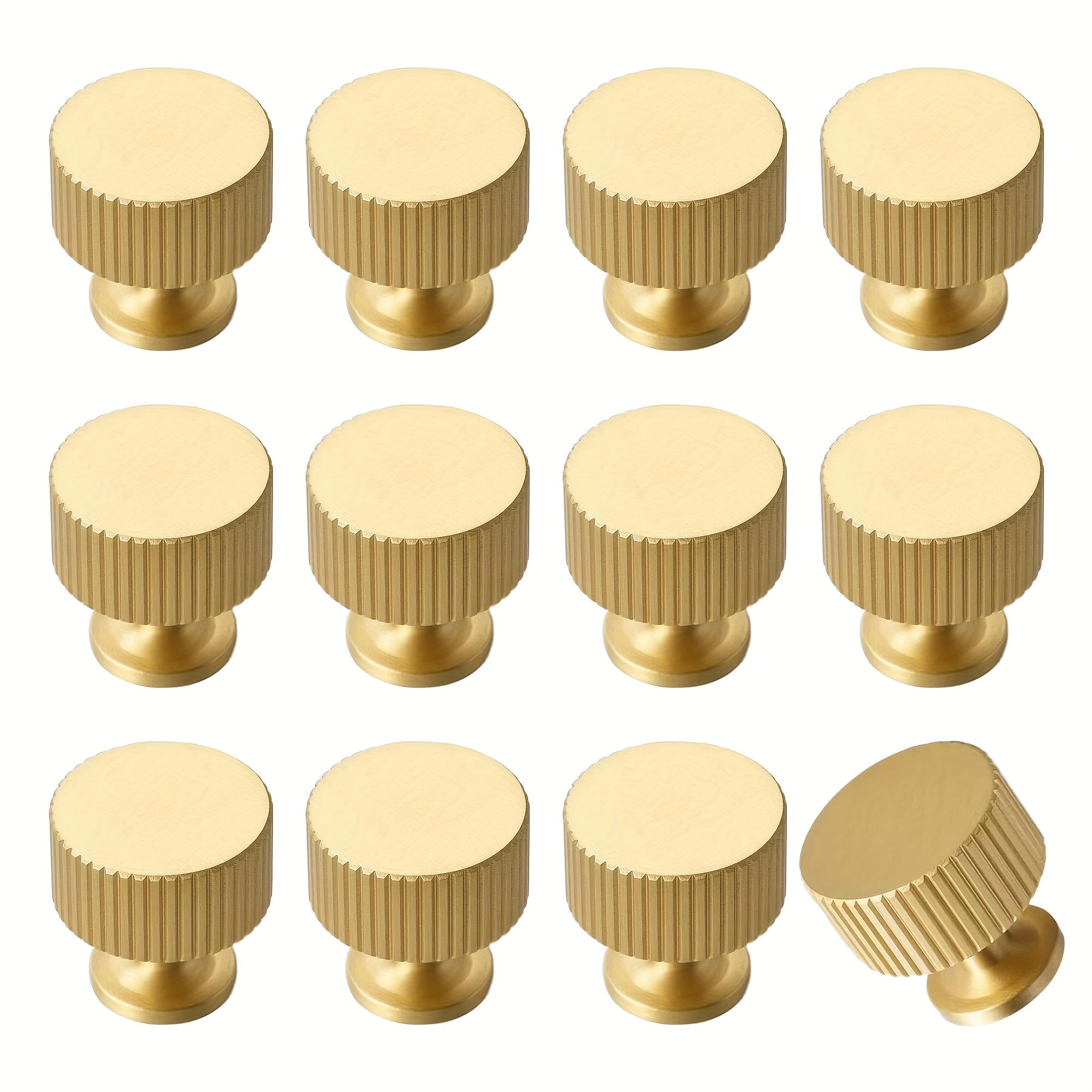 12-Pack Solid Golden Cabinet Knobs, 1&*;x1&*; (28mmx28mm) Modern Drawer  Dresser Pulls, Brushed * for Kitchen Cabinet Hardware
